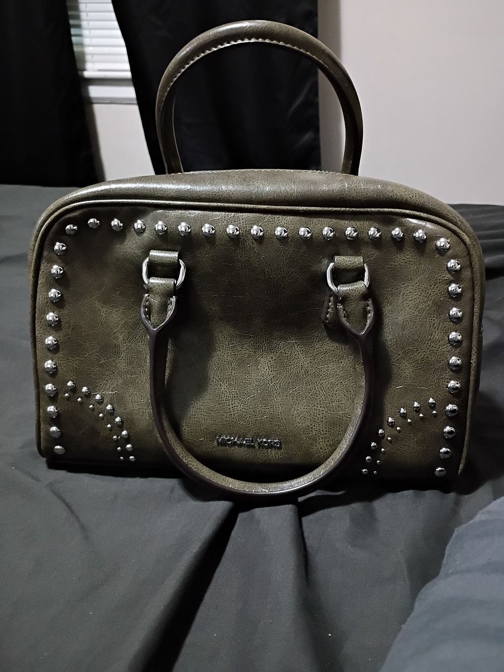 Michael Kors Olive Studded Satchel Bag